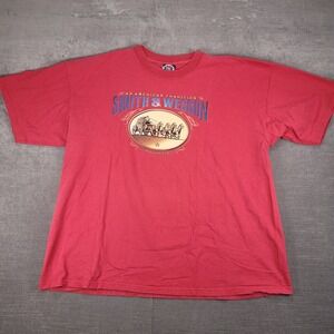 Smith & Wesson Vintage T-Shirt Solid Red Short Sleeve‎ Graphic Print XXL